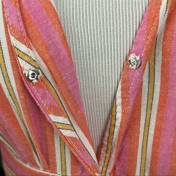 A.N.A Pink Striped Linen Blend Midi Dress S - Picture 7 of 9